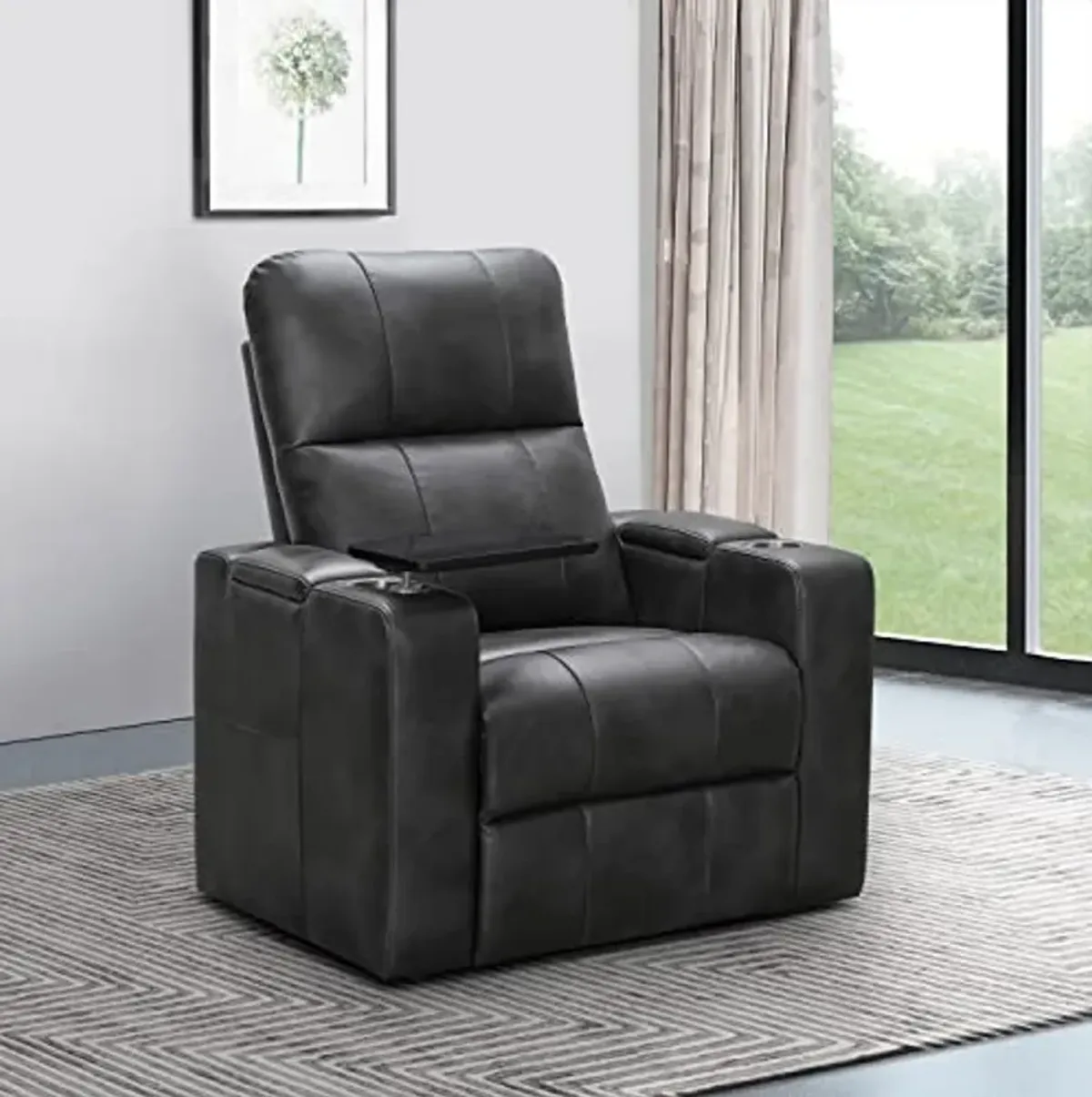 Abbyson Living Rider Power Recliner with Built-in Table, Gray (Set of 4)