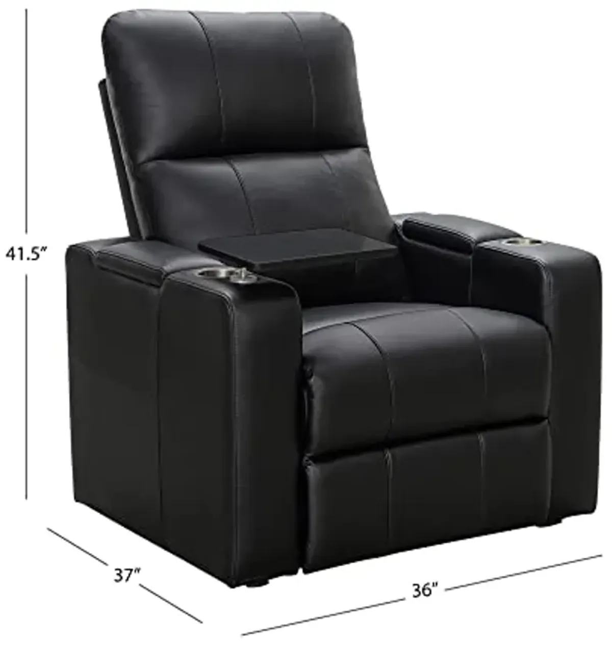 Abbyson Living Rider Power Recliner with Built-in Table, Black (Set of 3)