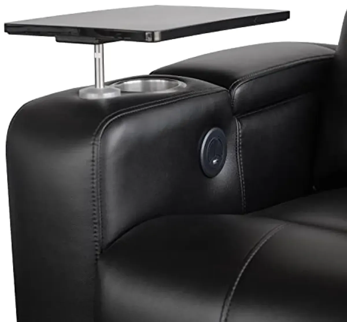 Abbyson Living Rider Power Recliner with Built-in Table, Black (Set of 3)