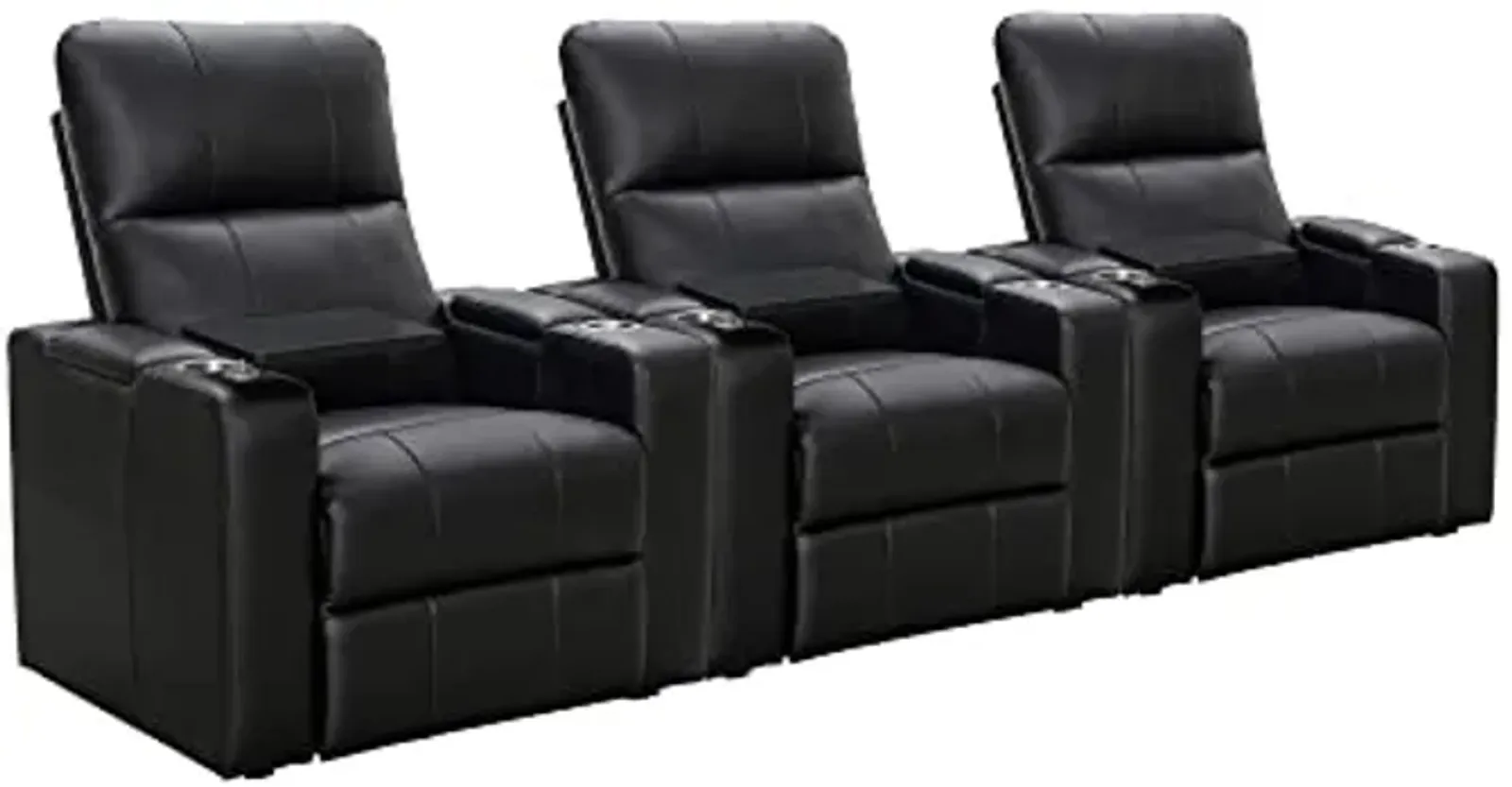 Abbyson Living Rider Power Recliner with Built-in Table, Black (Set of 3)