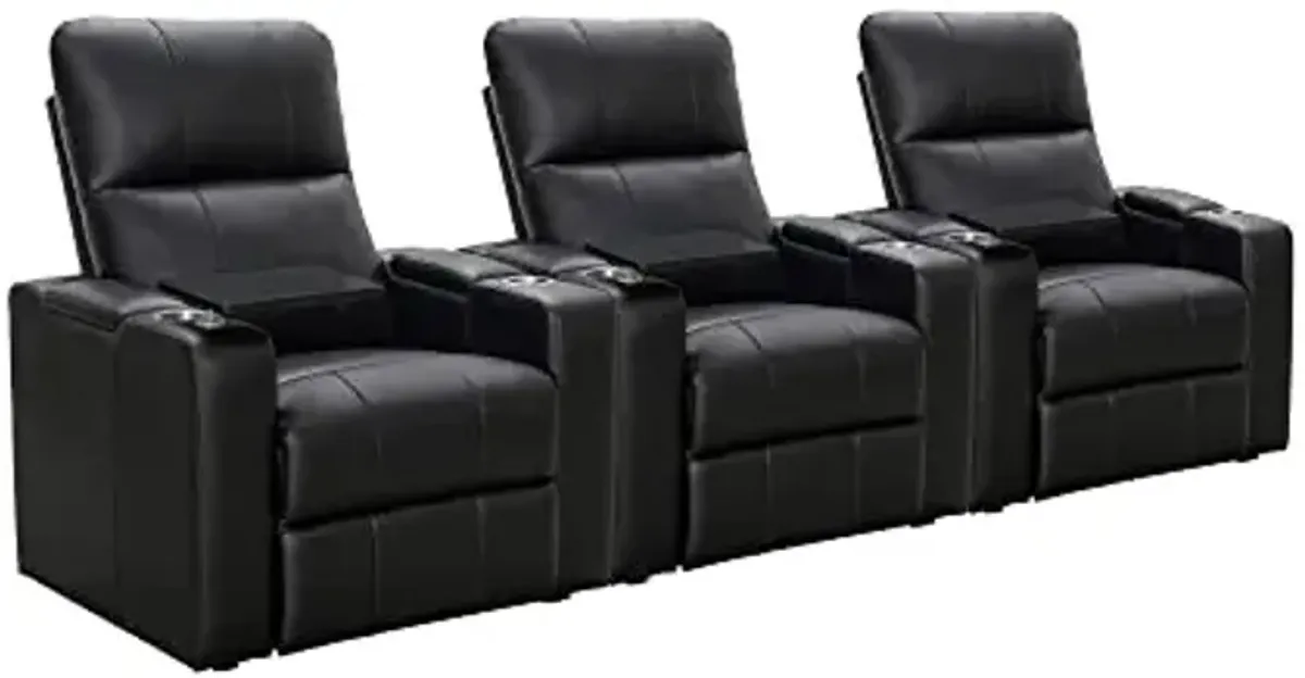 Abbyson Living Rider Power Recliner with Built-in Table, Black (Set of 3)