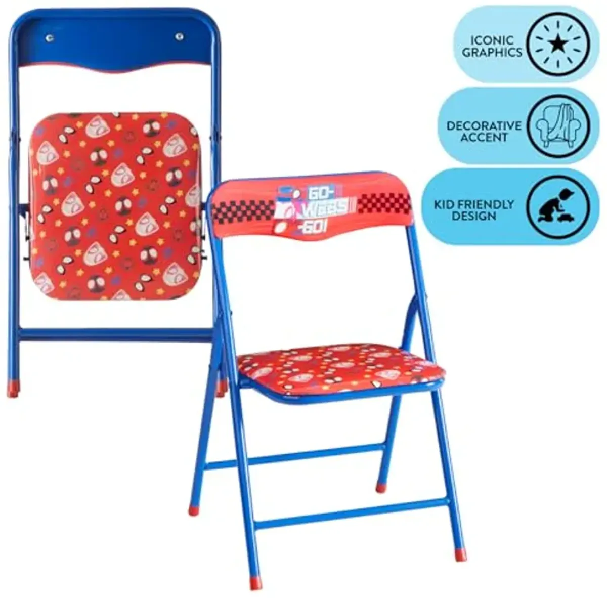 Idea Nuova Marvel Spidey and His Amazing Friends 3 Piece Children's Activity Square Table and 2 Folding Chairs Set, Ages 3+