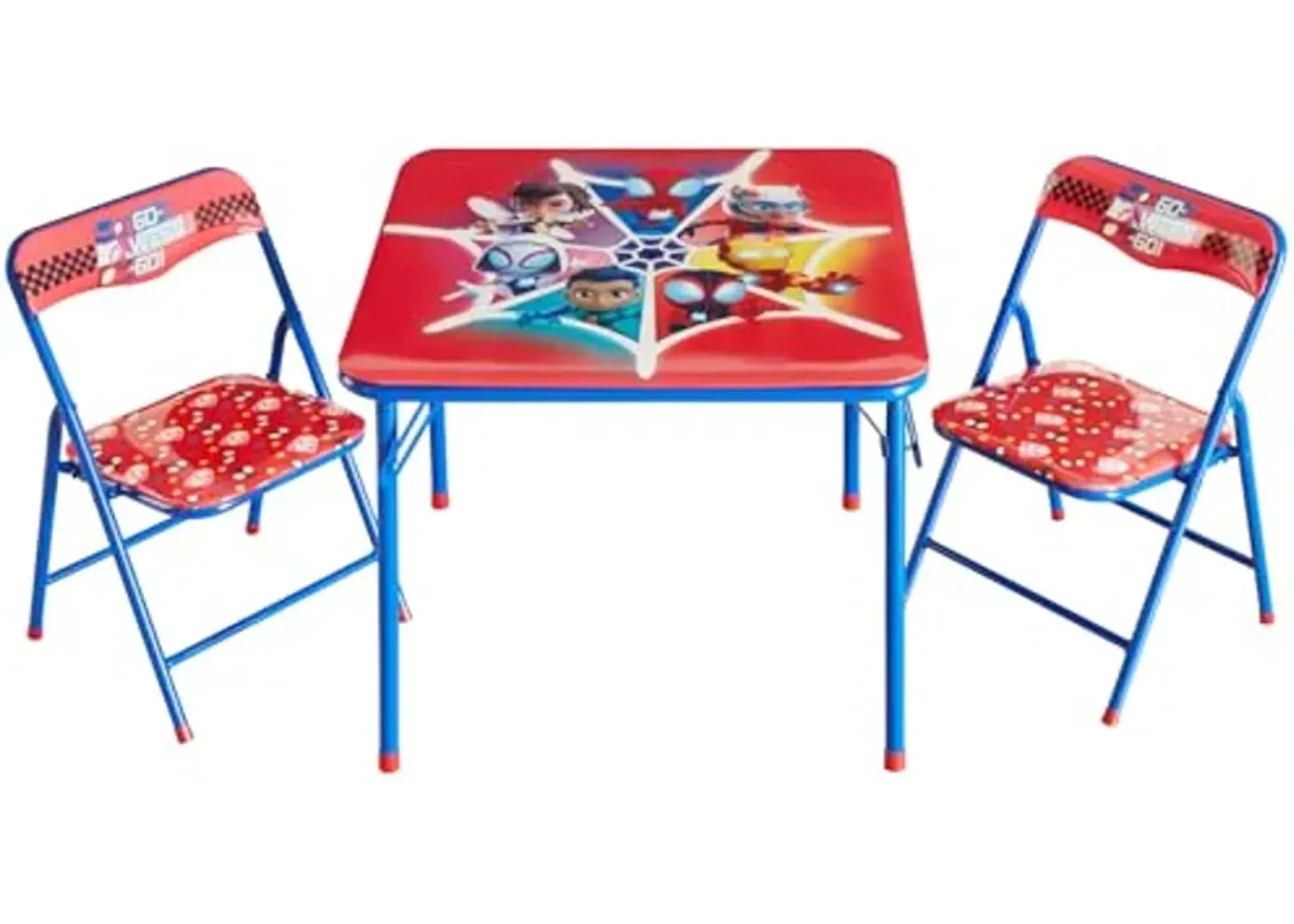 Idea Nuova Marvel Spidey and His Amazing Friends 3 Piece Children's Activity Square Table and 2 Folding Chairs Set, Ages 3+