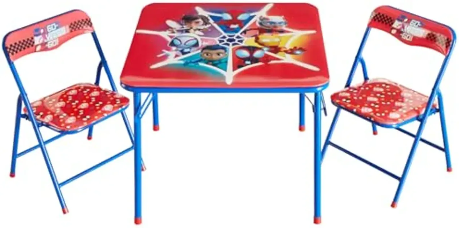 Idea Nuova Marvel Spidey and His Amazing Friends 3 Piece Children's Activity Square Table and 2 Folding Chairs Set, Ages 3+