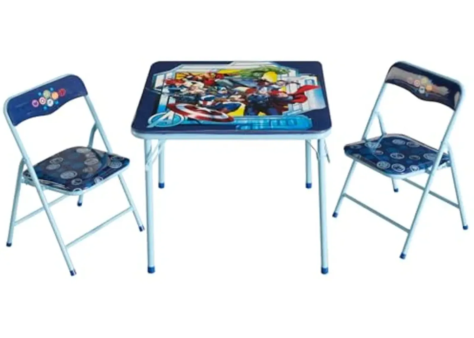 Idea Nuova Marvel Avengers 3 Piece Children's Activity Square Table and 2 Folding Chairs Set, Ages 3+