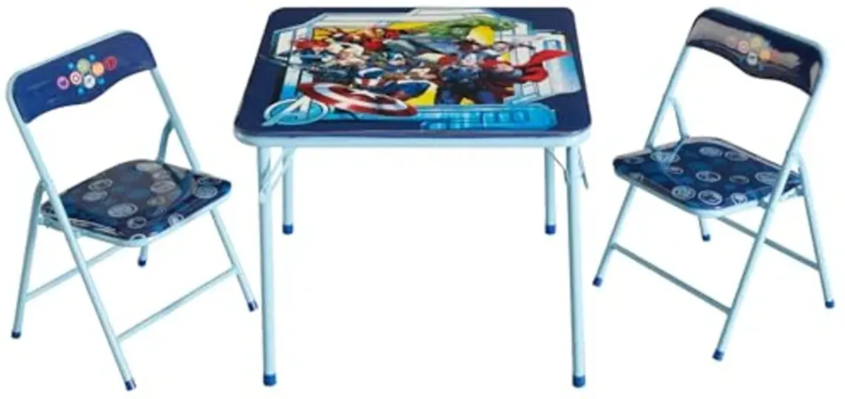 Idea Nuova Marvel Avengers 3 Piece Children's Activity Square Table and 2 Folding Chairs Set, Ages 3+