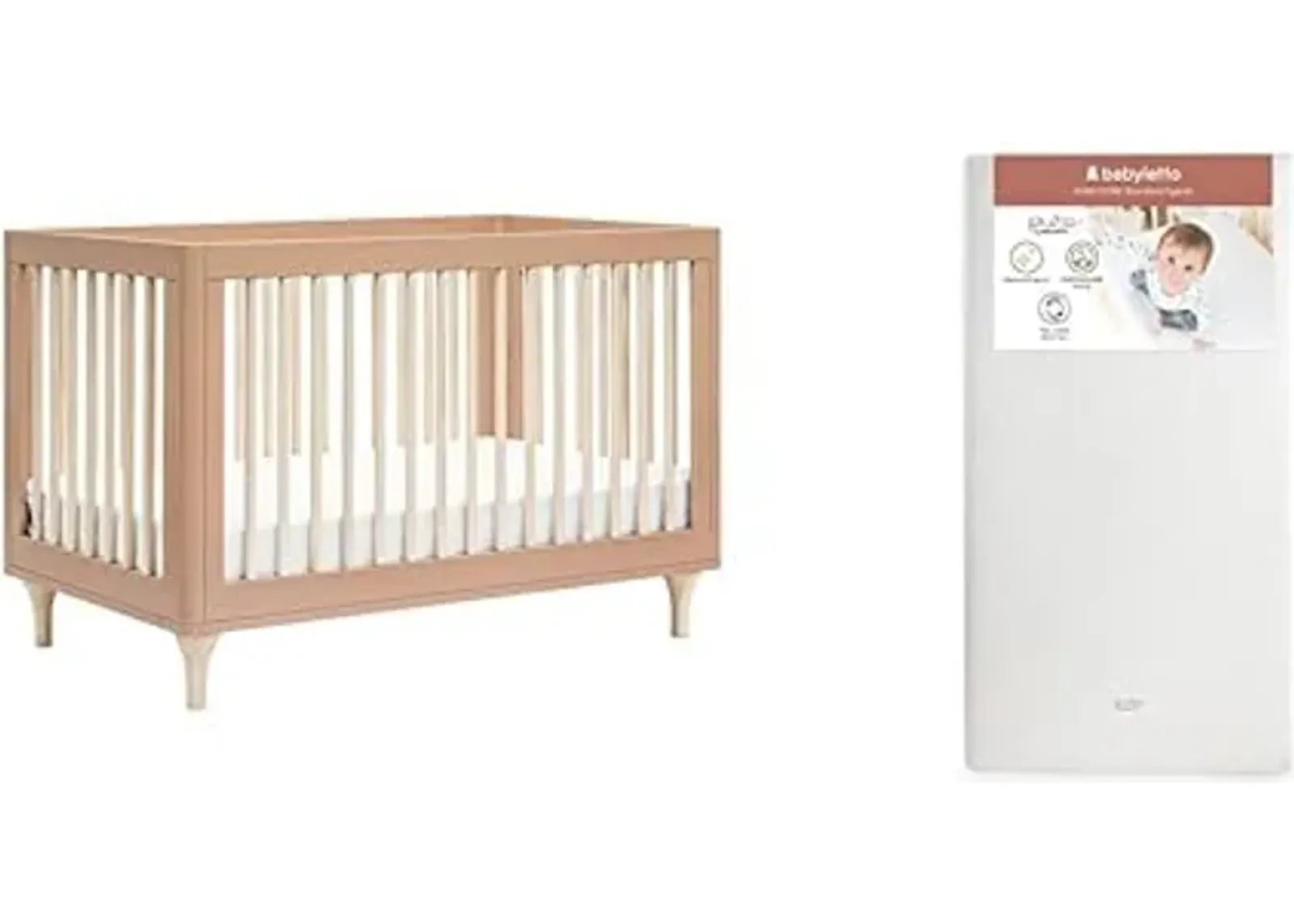 babyletto Lolly 3-in-1 Convertible Crib, Canyon/Washed Natural with Pure Core Crib Mattress