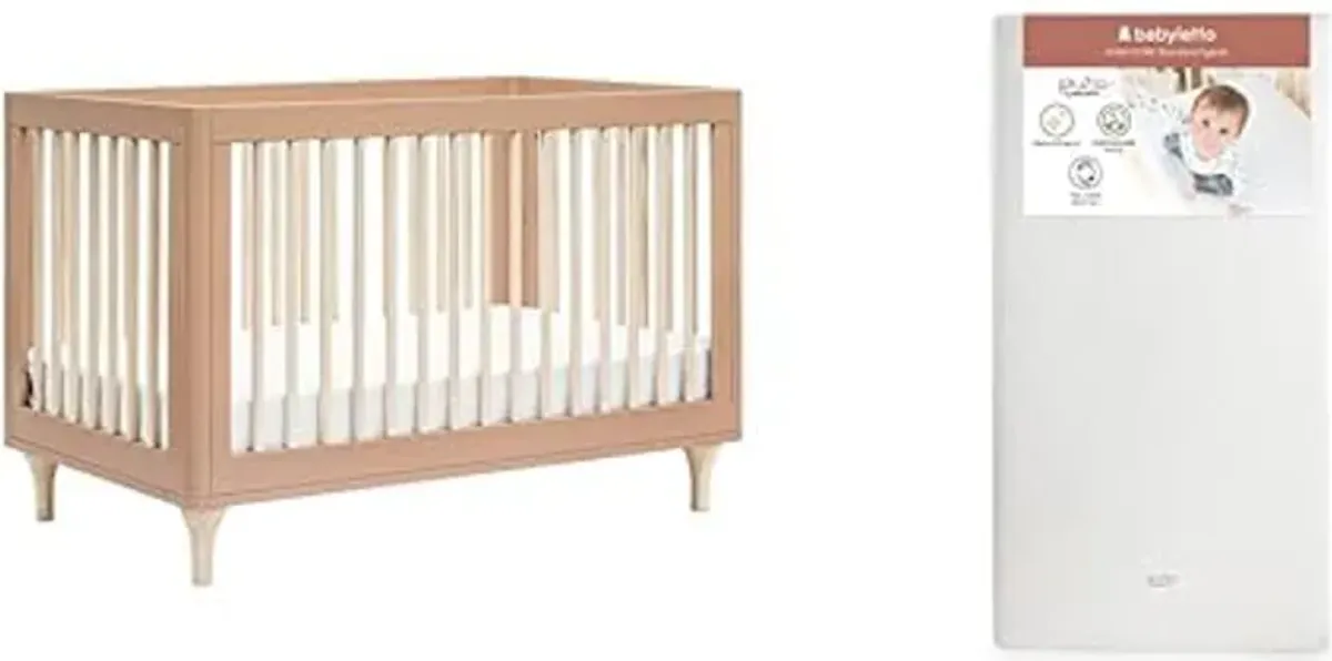 babyletto Lolly 3-in-1 Convertible Crib, Canyon/Washed Natural with Pure Core Crib Mattress