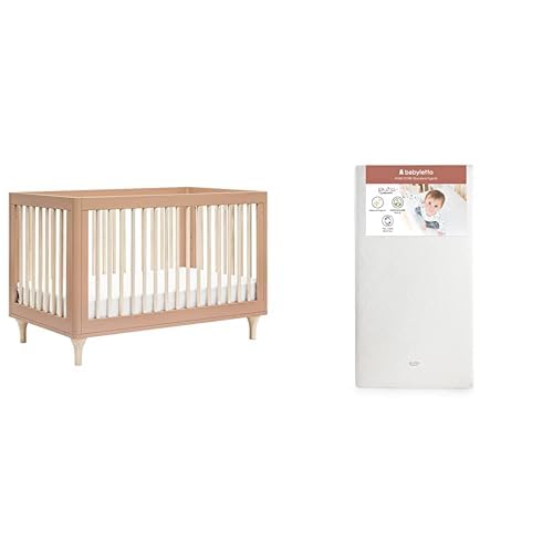 babyletto Lolly 3-in-1 Convertible Crib, Canyon/Washed Natural with Pure Core Crib Mattress