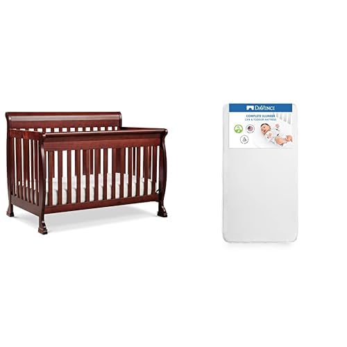 DaVinci Kalani 4-in-1 Convertible Crib in Rich Cherry with Complete Slumber Crib Mattress