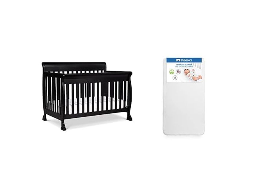 DaVinci Kalani 4-in-1 Convertible Crib in Ebony with Complete Slumber Crib Mattress