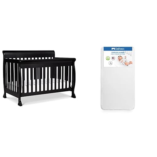 DaVinci Kalani 4-in-1 Convertible Crib in Ebony with Complete Slumber Crib Mattress