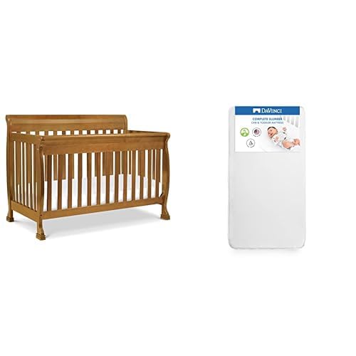 DaVinci Kalani 4-in-1 Convertible Crib in Chestnut with Complete Slumber Crib Mattress