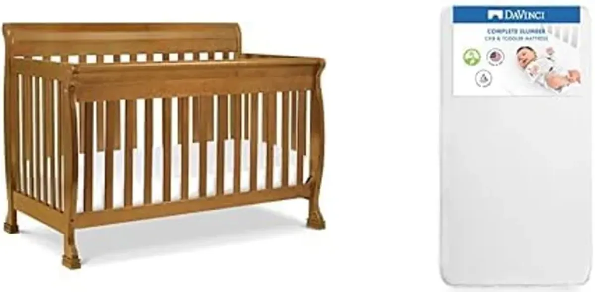 DaVinci Kalani 4-in-1 Convertible Crib in Chestnut with Complete Slumber Crib Mattress