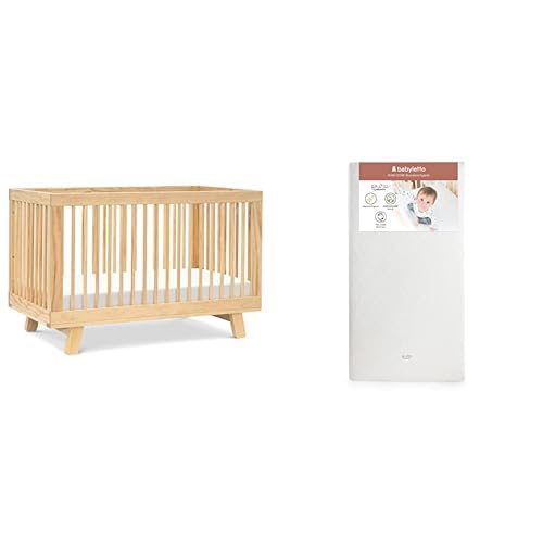 babyletto Hudson 3-in-1 Convertible Crib, Natural with Pure Core Crib Mattress