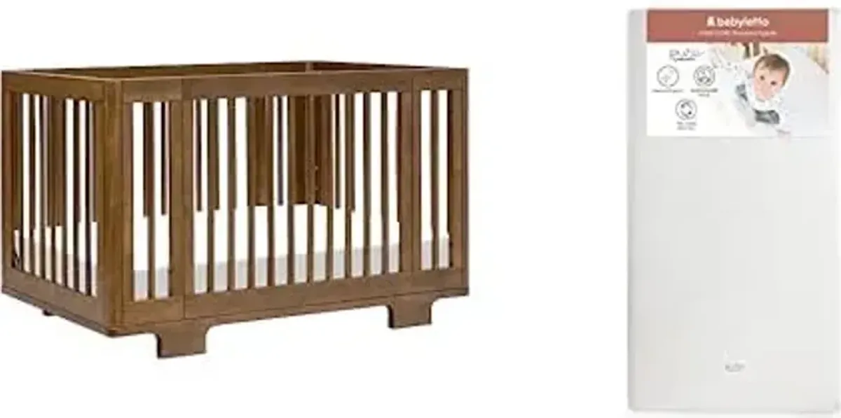 babyletto Yuzu Convertible All-Stages Bassinet, Midi, Full-Size Crib in Natural Walnut