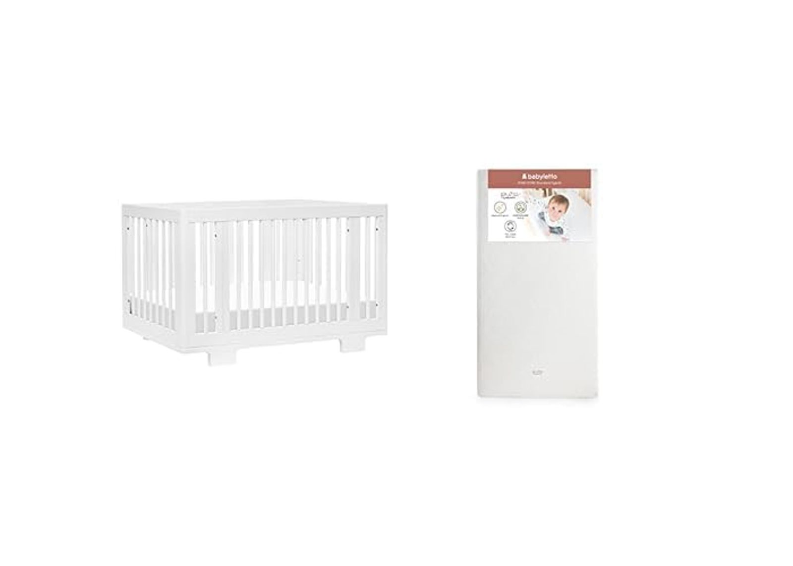 babyletto Yuzu Convertible All-Stages Bassinet, Midi, Full-Size Crib in White