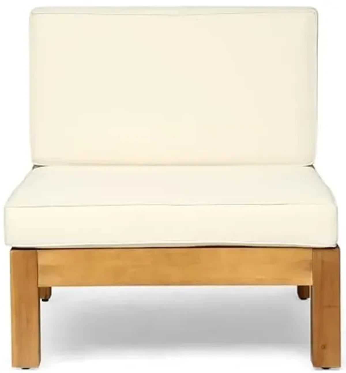 Christopher Knight Home Oana Outdoor V-Shaped Sectional Sofa Set - 5-Seater - Acacia Wood - Outdoor Cushions - Teak and Beige