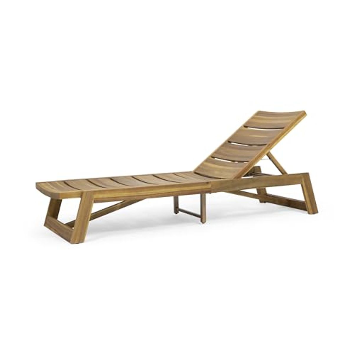 Christopher Knight Home Maki Outdoor Acacia Wood Chaise Lounge (Set of 4), 78.75 "W x 26 "D x 12.25 "H, Teak + Yellow