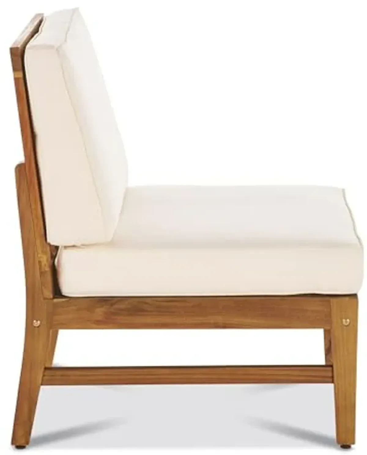 Christopher Knight Home Giancarlo Outdoor Acacia Wood Armless Chair with Water Resistant Cushion, 23.75 "W x 28 "D x 32.75 "H, Teak + Cream