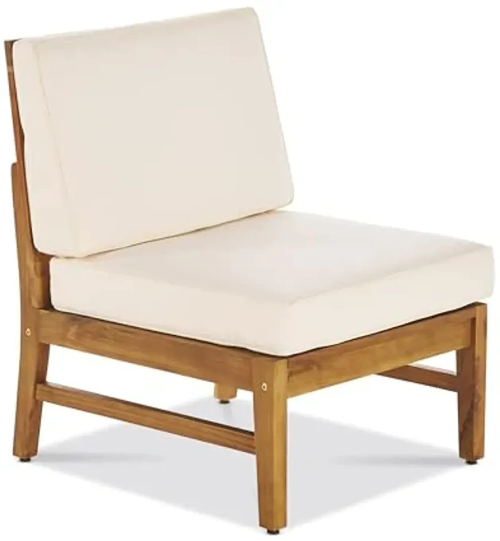 Christopher Knight Home Giancarlo Outdoor Acacia Wood Armless Chair with Water Resistant Cushion, 23.75 "W x 28 "D x 32.75 "H, Teak + Cream