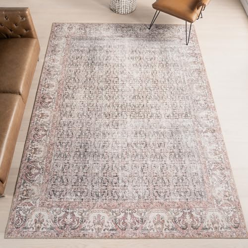 nuLOOM Hillstone Collection 7x9 Area Rug, Traditional Vintage Distressed Medallion, Thick and Soft, Durable Non-Shedding Low Pile Poly/Jute Blend, Easy to Clean, Living Room, Bedroom