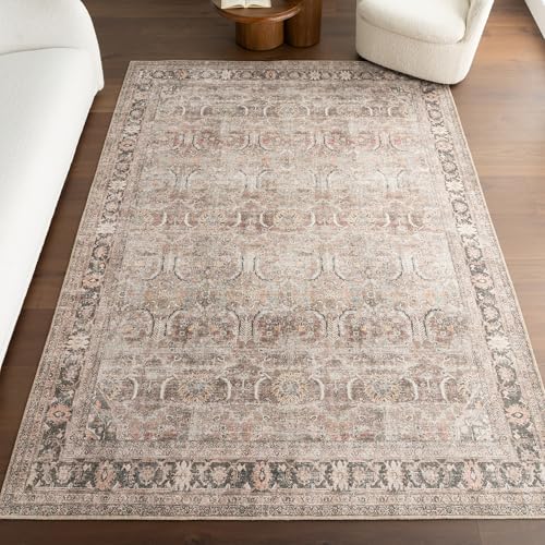 nuLOOM Hillstone Collection 9x12 Area Rug, Traditional Vintage Distressed Medallion, Thick and Soft, Durable Non-Shedding Low Pile Poly/Jute Blend, Easy to Clean, Living Room, Bedroom