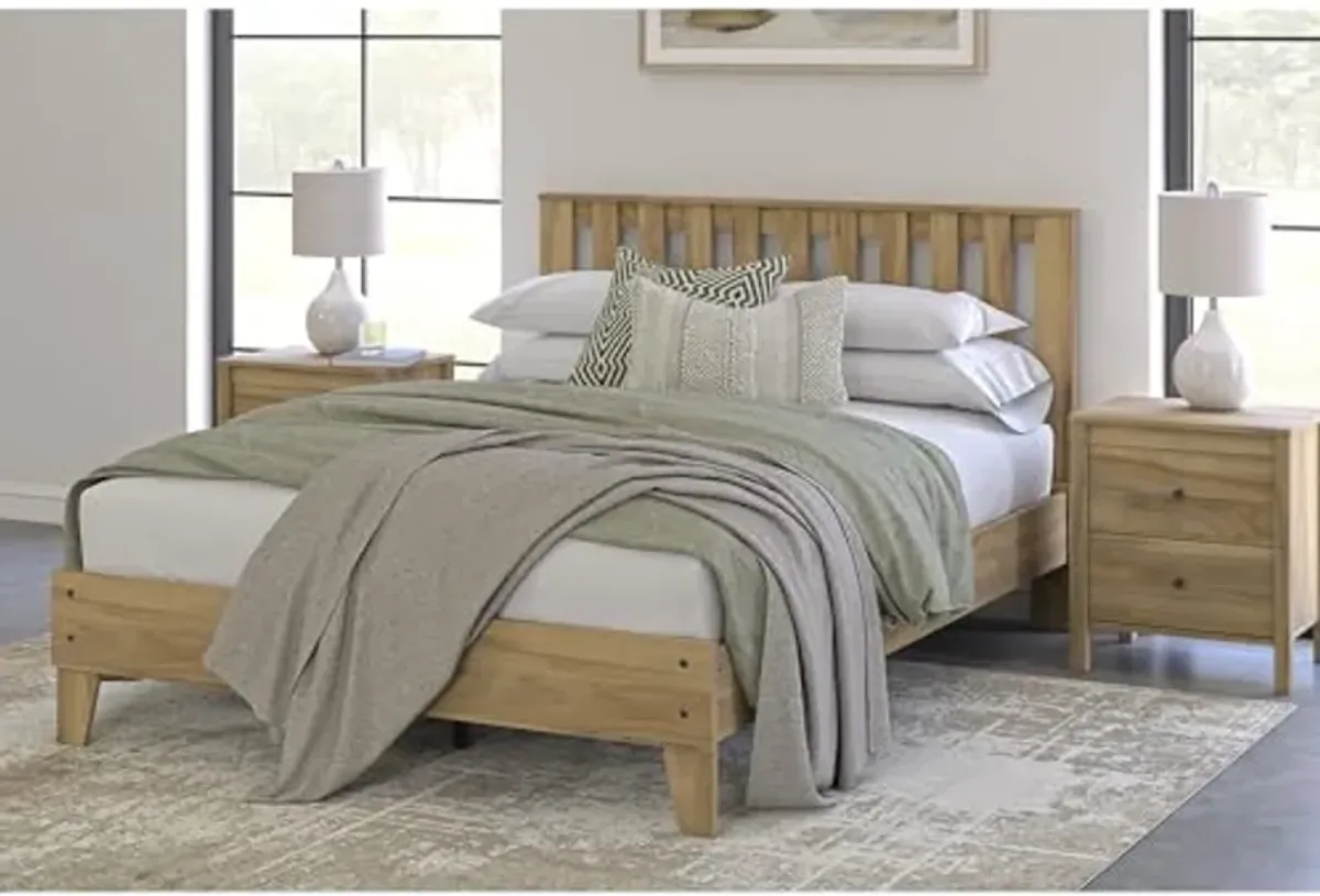 Signature Design by Ashley Bermacy Farmhouse Panel Headboard with Vertical Slat Design, Queen, Light Brown