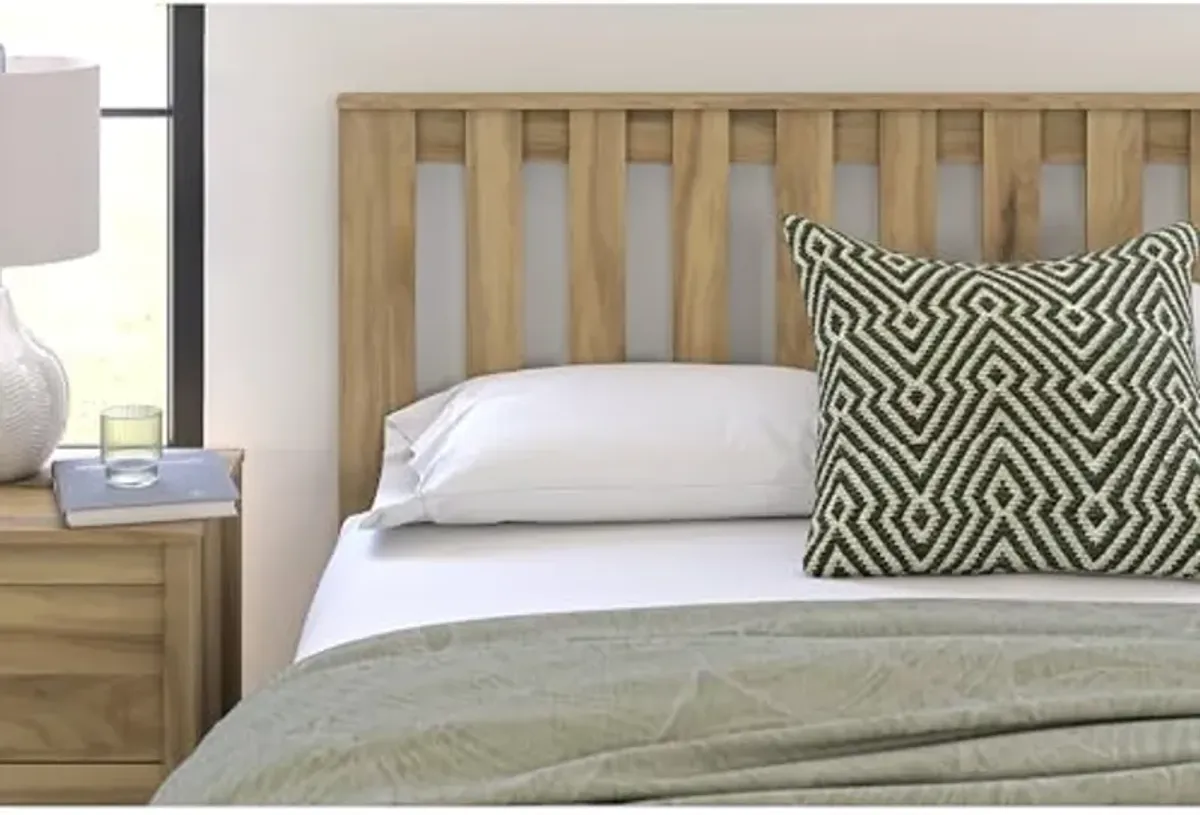 Signature Design by Ashley Bermacy Farmhouse Panel Headboard with Vertical Slat Design, Queen, Light Brown