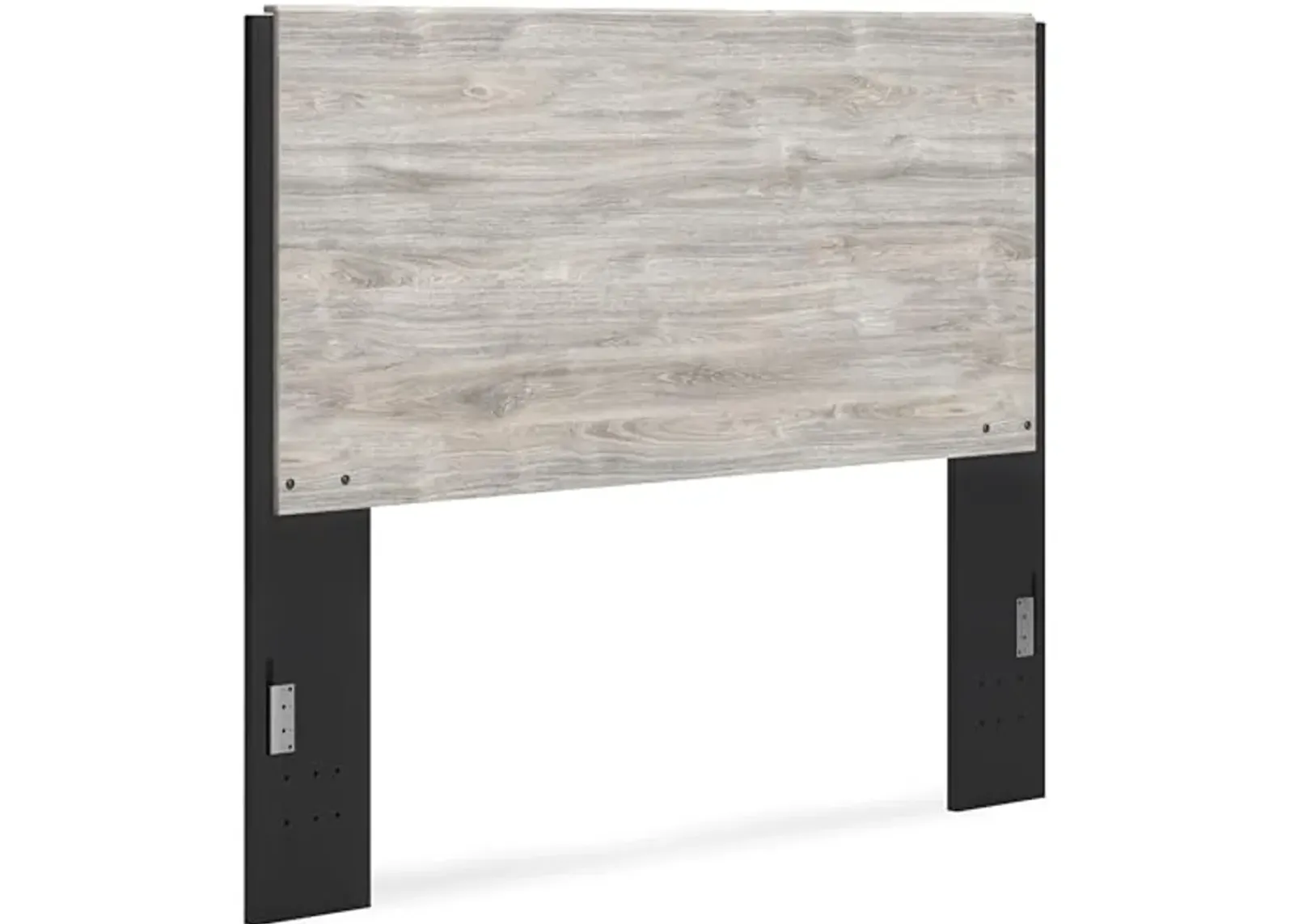 Signature Design by Ashley Vessalli Contemporary Panel Headboard with Nailheads, Queen, Light Gray & Black