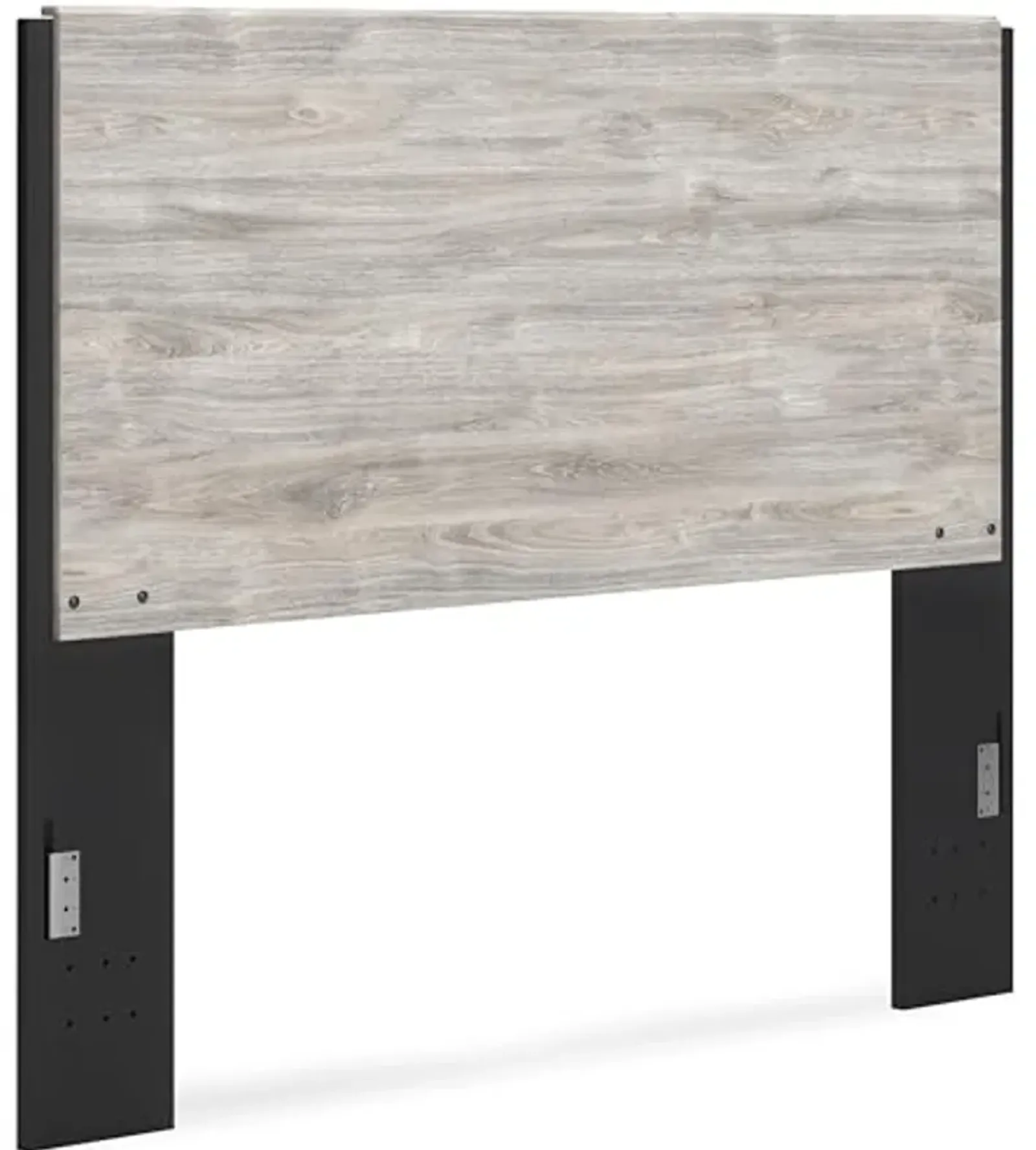 Signature Design by Ashley Vessalli Contemporary Panel Headboard with Nailheads, Queen, Light Gray & Black