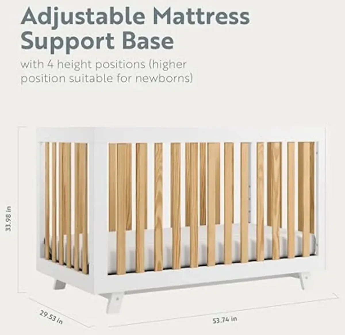 Storkcraft Beckett 3-in-1 Convertible Crib (White with Natural) – GREENGUARD Gold Certified, Converts from Crib to Toddler Bed, Fits Standard Full-Size Crib Mattress, Newborn Must-Haves