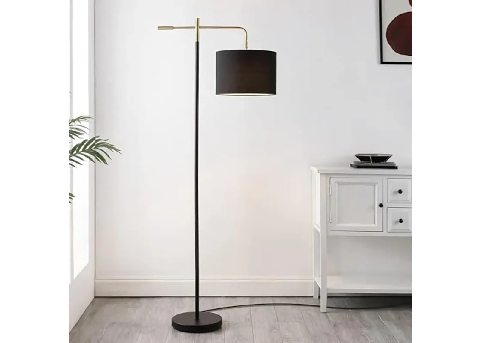 SAFAVIEH Home Collection Thera Black/Brass Gold 66-inch Arched Floor Lamp (LED Bulb Included)