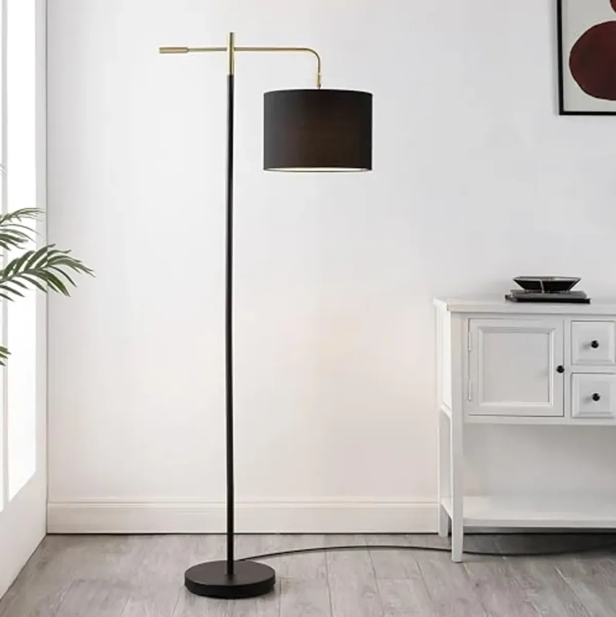 SAFAVIEH Home Collection Thera Black/Brass Gold 66-inch Arched Floor Lamp (LED Bulb Included)