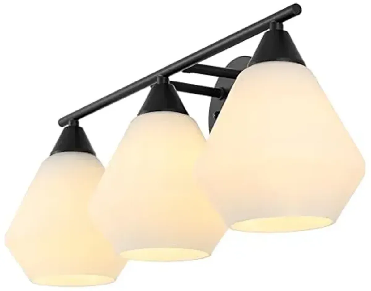 SAFAVIEH Lighting Collection Amani Black/White 3-Light Wall Sconce Light Fixture (LED Bulbs Included)