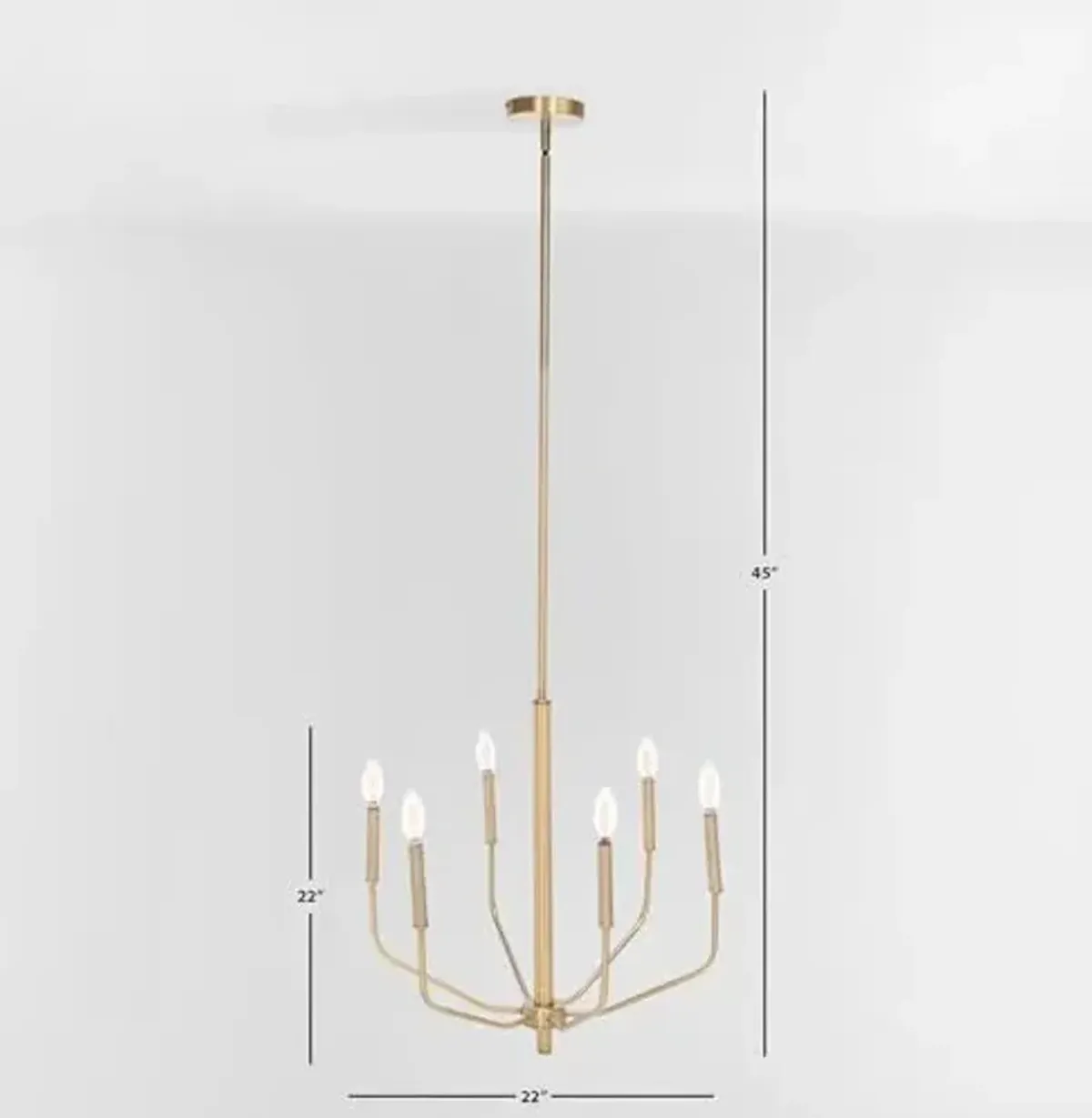 SAFAVIEH Lighting Collection Eirene Antique Brass 6-Light Candelabra Hanging Chandelier Light Fixture (LED Bulbs Included)