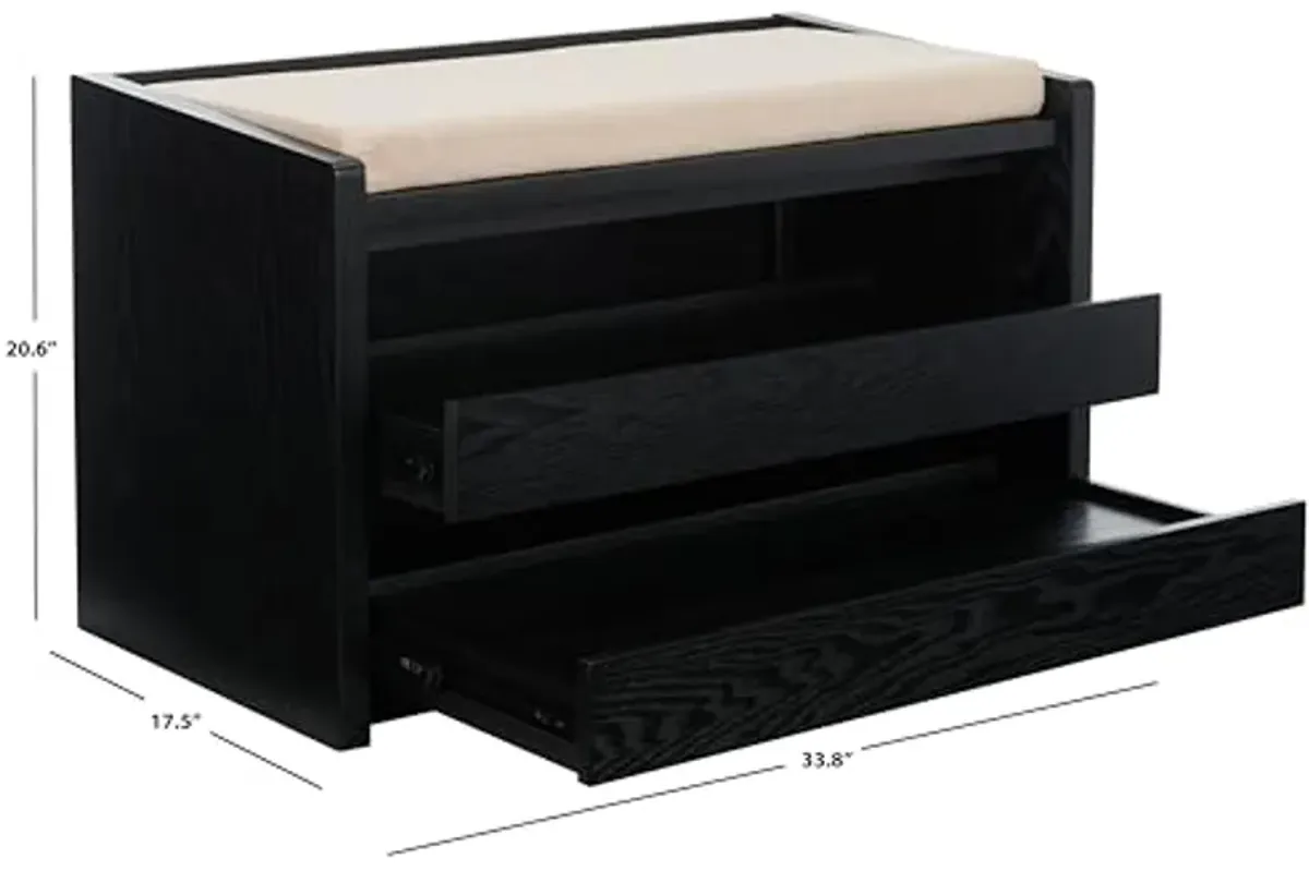 SAFAVIEH Home Collection Percy Black/Beige Storage Shoe Bench