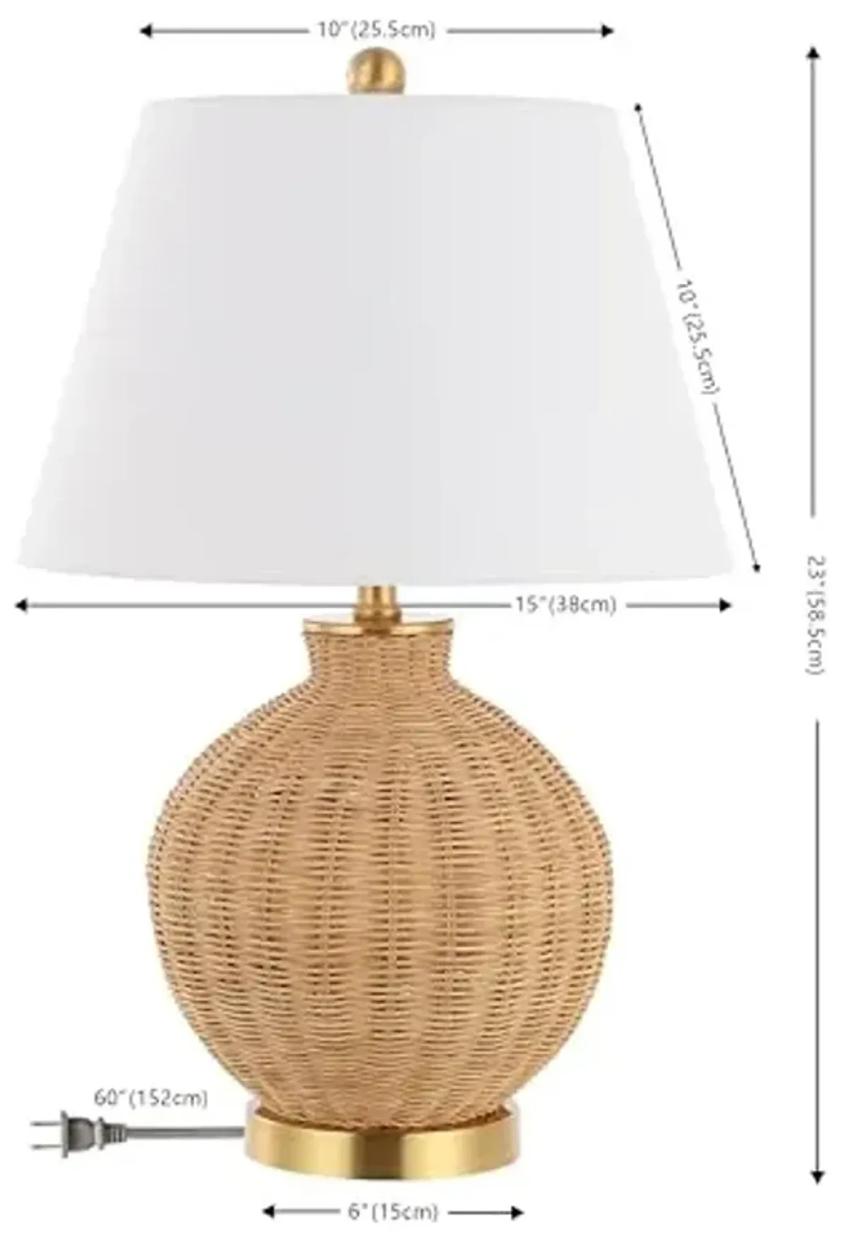 SAFAVIEH Lighting Collection Nobuo Natural/Brass 23-inch Table Lamp (LED Bulb Included)