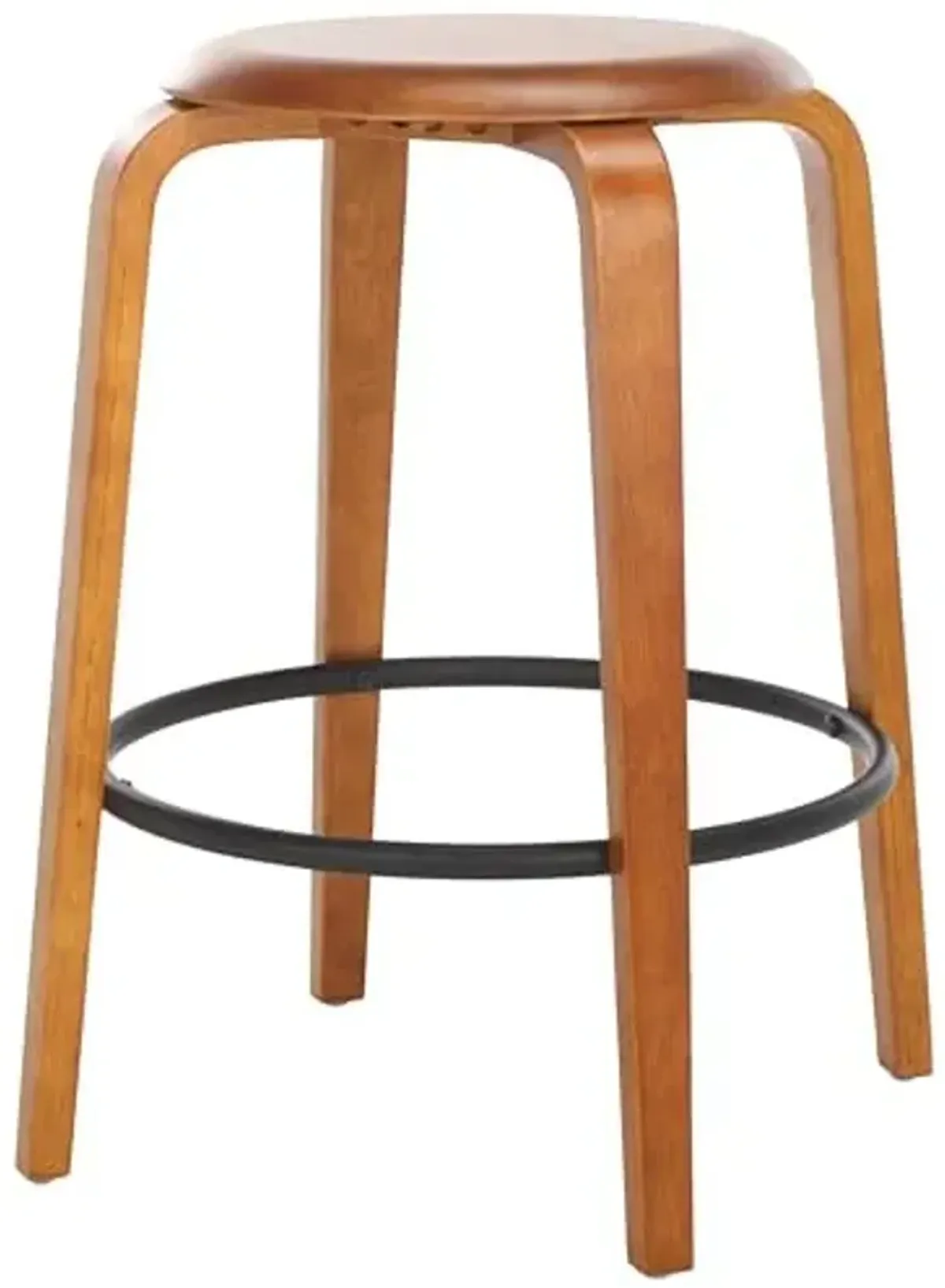 SAFAVIEH Home Collection Luella Walnut/Black 26-inch Seat Height Backless Counter Stool Set of 2