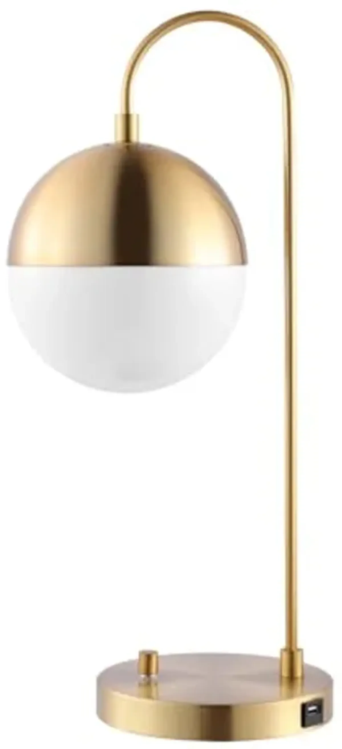 SAFAVIEH Lighting Collection Cappi Brass Gold Table Lamp with USB Charging Port (LED Bulb Included)