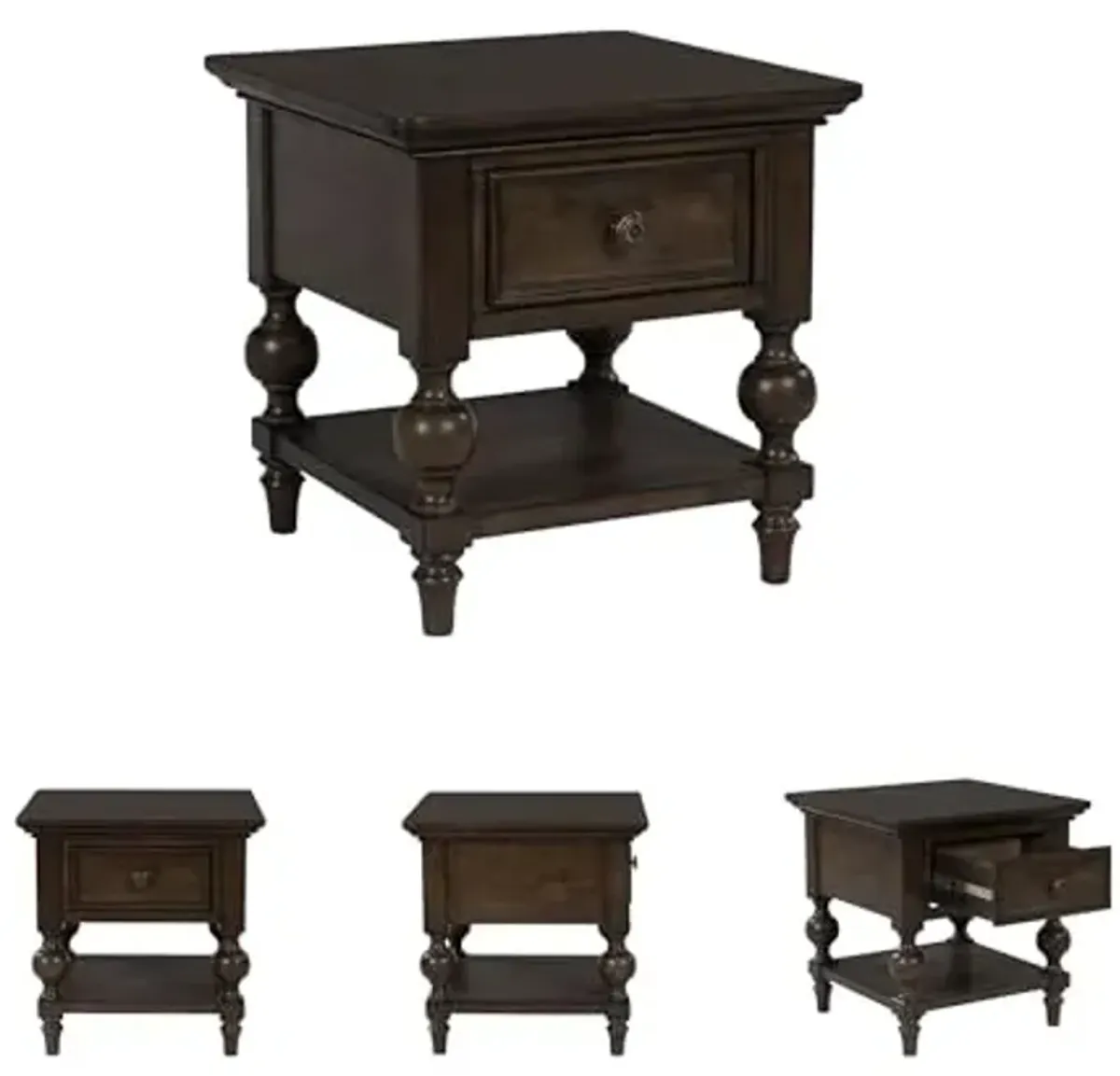 Signature Design by Ashley Veramond Traditional End Table with Drawer and Lower Shelf, Dark Brown