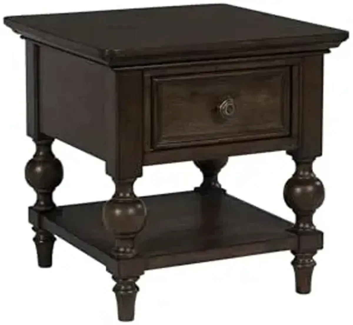 Signature Design by Ashley Veramond Traditional End Table with Drawer and Lower Shelf, Dark Brown