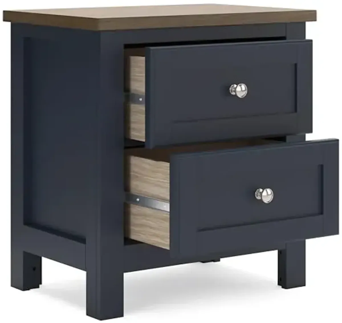 Signature Design by Ashley Landocken Vintage 2 Drawer Nightstand for Bedrooom, Blue & Light Brown