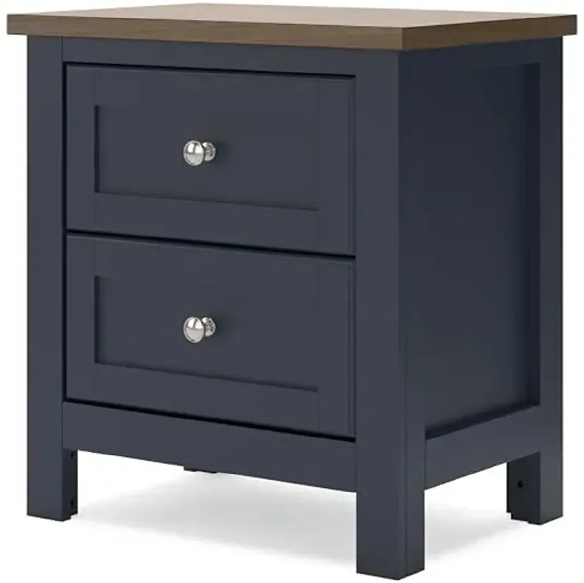 Signature Design by Ashley Landocken Vintage 2 Drawer Nightstand for Bedrooom, Blue & Light Brown