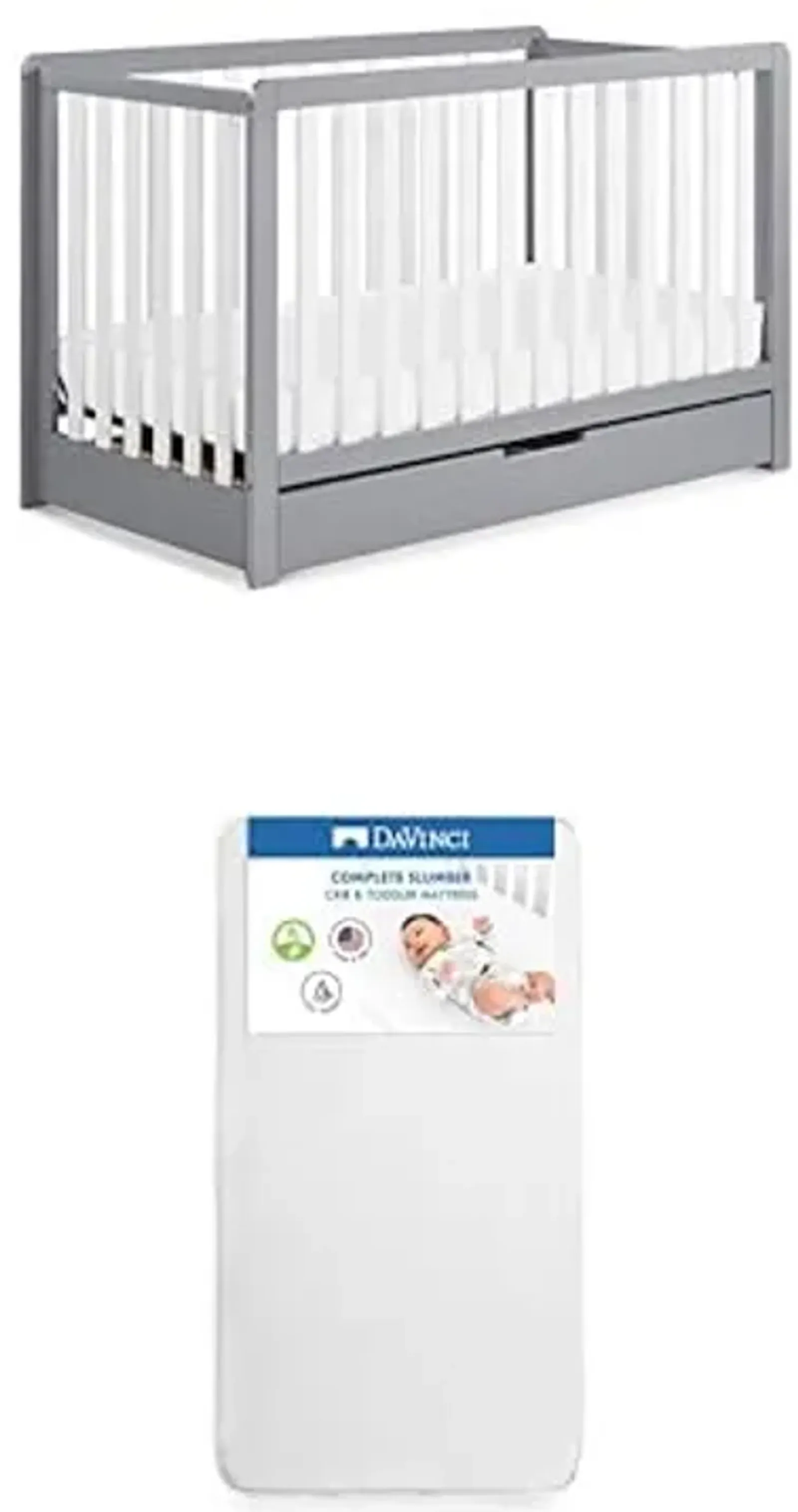 DaVinci Bundle of Carter's Colby 4-in-1 Convertible Crib with Trundle Drawer with Complete Slumber Crib & Toddler Mattress