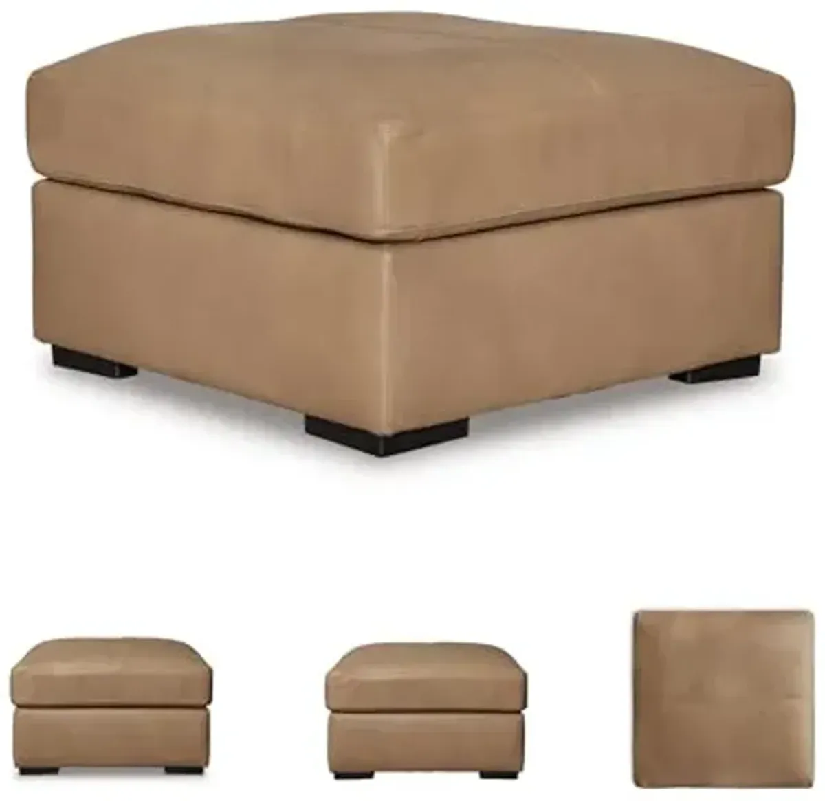 Signature Design by Ashley Bandon Contemporary Leather Match Upholstered Oversized Accent Ottoman, Light Brown