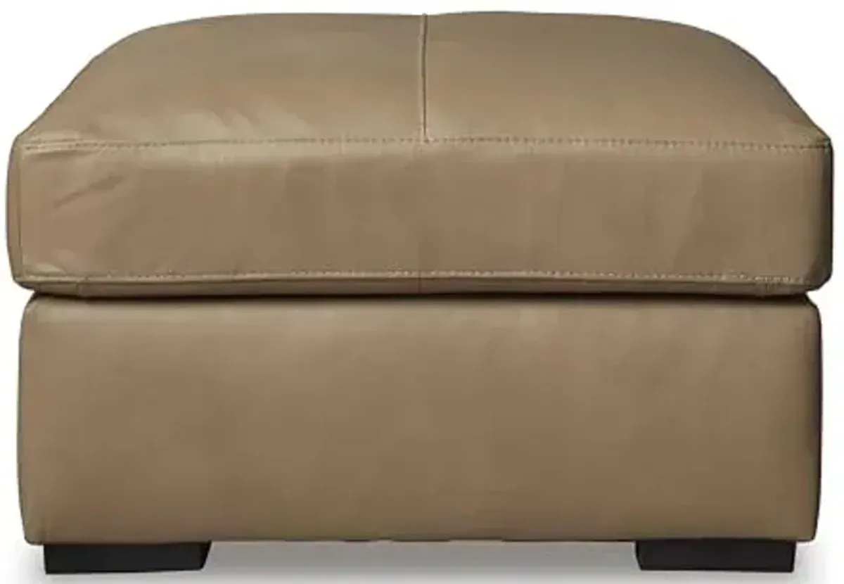Signature Design by Ashley Bandon Contemporary Leather Match Upholstered Oversized Accent Ottoman, Light Brown
