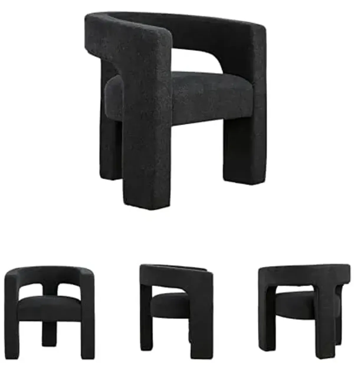 Signature Design by Ashley Landick Modern Boucle Upholstered Accent Chair with Barrel Back and 3 Legs, Black