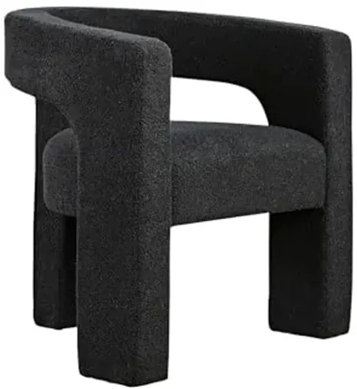 Signature Design by Ashley Landick Modern Boucle Upholstered Accent Chair with Barrel Back and 3 Legs, Black