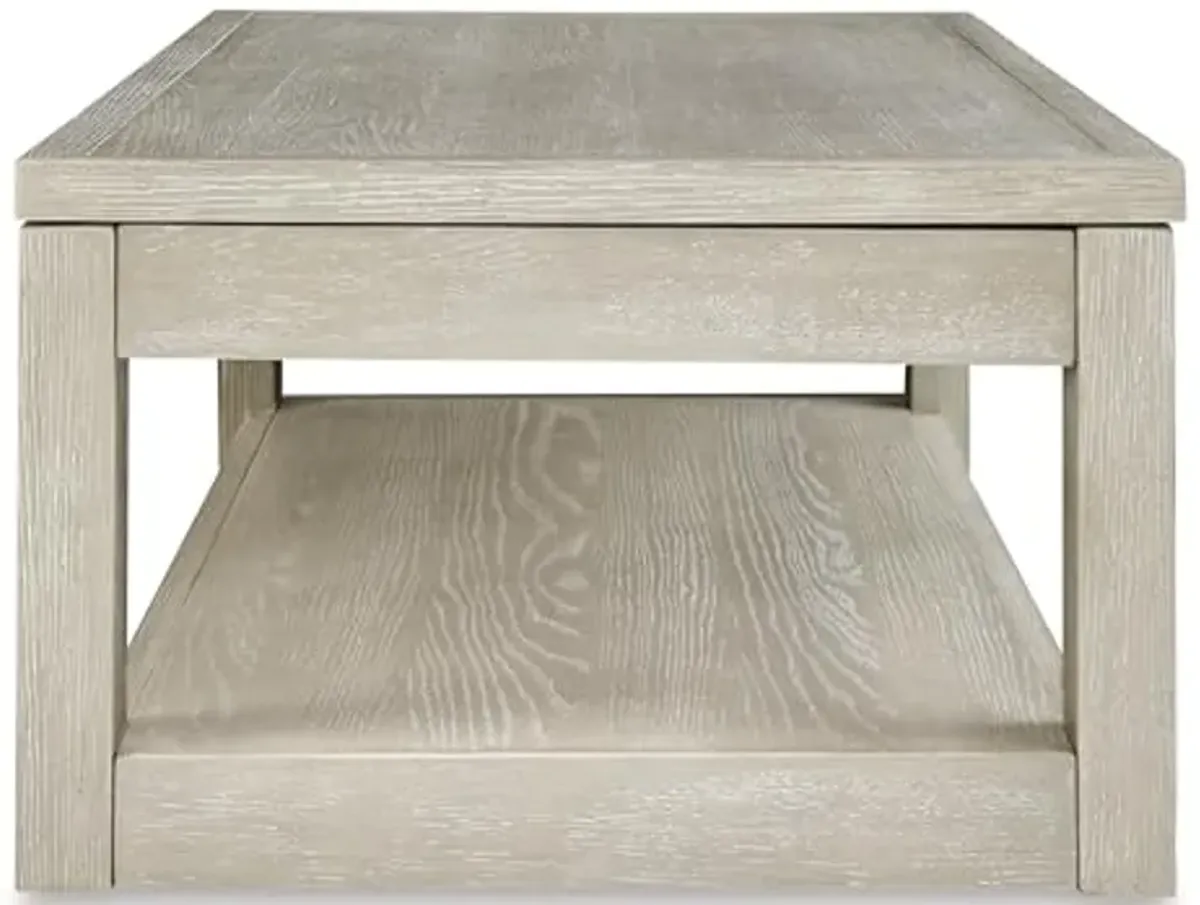 Signature Design by Ashley Marxhart Modern Lift-Top Coffee Table with Casters, ThickTop and Lower Shelf, Beige